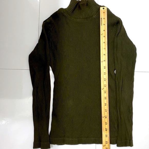 Clifford & Wills 💯 cotton military green mock neck ribbed turtleneck.Size Small - Picture 3 of 5